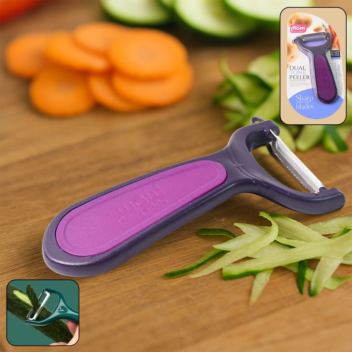 Supermom Dual Tone Peeler with Ultra Sharp Stainless Steel Blade (1 Pc) Supermom Dual Tone Peeler with Ultra Sharp Stainless Steel Blade (1 Pc)